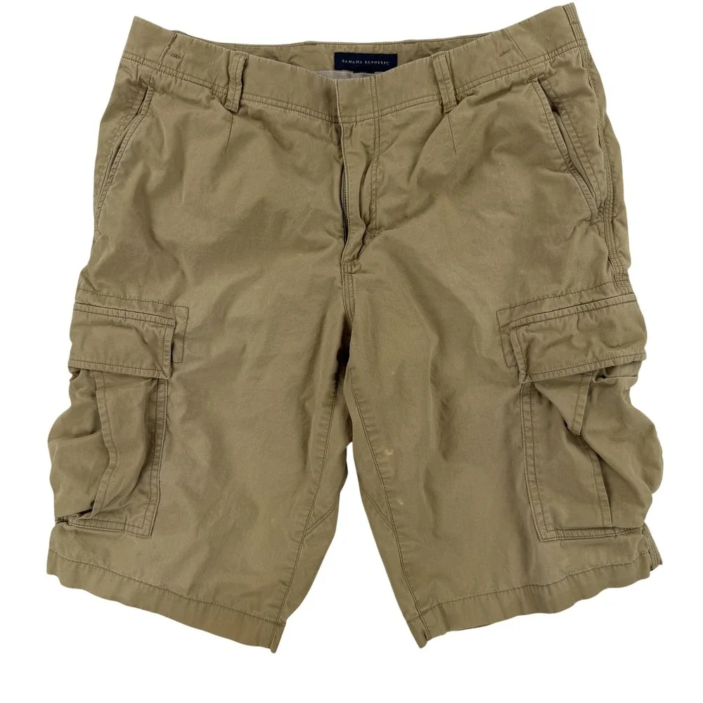 Banana Republic Cargo Shorts Mens 30 Beige Flat Front 11 Inseam Utility Casual